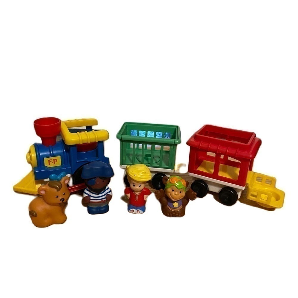 Vintage Fisher Price Little People Circus Chunky Train 1991 W/ Monkey Boy Pirate